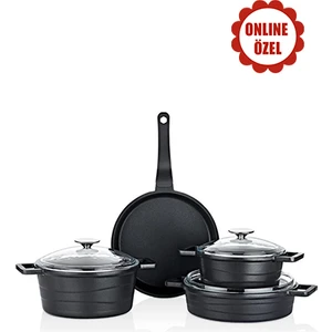 7 Parça Döküm Tencere Seti ( Cam Kapak )