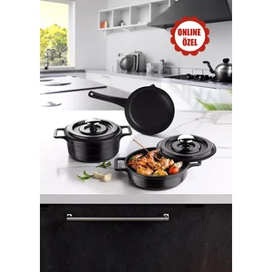 5 Parça Mini Döküm Tencere Seti
