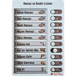 Gift Plus Ahşap Namaz ve Ibadet Listem-Günlük Rutin Listesi