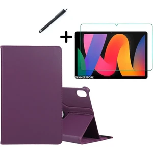 TEKNETSTORE Honor Pad X9 11.5 Inç 360° Dönebilen Standlı Tablet Kılıfı Ekran Koruyucu ve Kalem Seti Mor