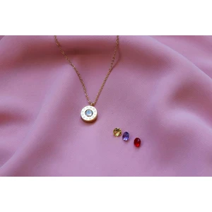 Kadın Taşları Değişebilen Paslanmaz 316 L Çelik Kolye