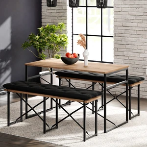 Masa Takımı Minderli Bench Bank Masa Seti 120X60 Masa Mutfak Masası Yemek Masası Çam 1554