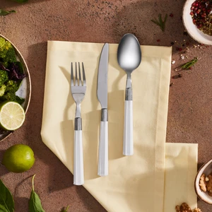 Fluca 18 Parça 6 Kişilik Yemek Çatal Kaşık Bıçak Seti Beyaz