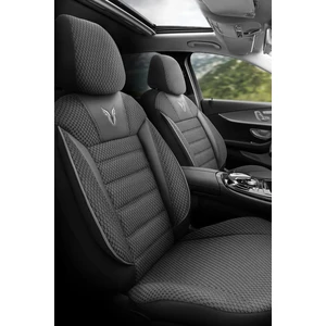 Toro Design Airbag Dikişli Ekstra Destekli Özel Dokulu Oto Koltuk Kılıfı Tam Set Siyah-Gri