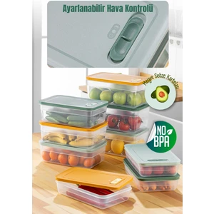 9lu Ayarlı Sebze ve Meyve Saklama Kabı Renkli 3x(2,5-3,8-5 Litre)