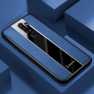Oppo A5 2020 Kılıf Zebana Premium Deri Kılıf Mavi