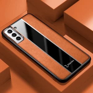 Samsung Galaxy S21 Plus Kılıf Zebana Premium Deri Kılıf Kahverengi