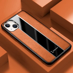 Apple iPhone 13 Kılıf Zebana Premium Deri Kılıf Kahverengi
