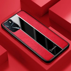 Oppo A16 Kılıf Zebana Premium Deri Kılıf Kırmızı