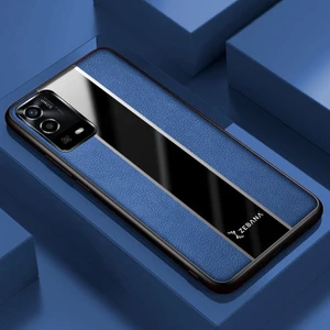 Oppo A55 4g Kılıf Zebana Premium Deri Kılıf Mavi