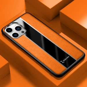 Apple iPhone 12 Pro Kılıf Zebana Premium Deri Kılıf Turuncu