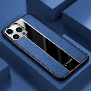 Apple iPhone 12 Pro Kılıf Zebana Premium Deri Kılıf Mavi