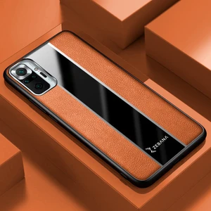 Xiaomi Redmi Note 10 Pro Kılıf Zebana Premium Deri Kılıf Kahverengi