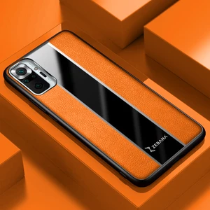 Xiaomi Redmi Note 10 Pro Max Kılıf Zebana Premium Deri Kılıf Turuncu