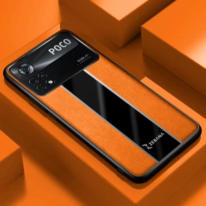 Xiaomi Poco X4 Pro 5g Kılıf Zebana Premium Deri Kılıf Turuncu