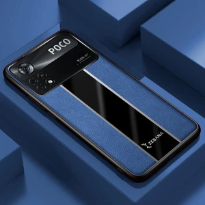 Xiaomi Poco X4 Pro 5g Kılıf Zebana Premium Deri Kılıf Mavi