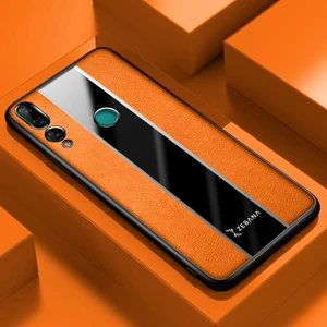 Huawei Y9 Prime 2019 Kılıf Zebana Premium Deri Kılıf Turuncu