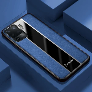 Oppo Reno 5 Lite Kılıf Zebana Premium Deri Kılıf Mavi