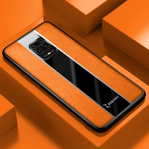 Xiaomi Redmi Note 9s Kılıf Zebana Premium Deri Kılıf Turuncu
