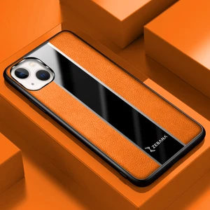 Apple iPhone 14 Plus Kılıf Zebana Premium Deri Kılıf Turuncu
