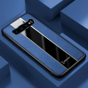Samsung Galaxy S10 Plus Kılıf Zebana Premium Deri Kılıf Mavi