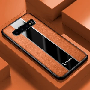 Samsung Galaxy S10 Plus Kılıf Zebana Premium Deri Kılıf Kahverengi