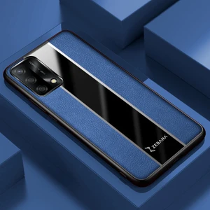 Oppo A74  Kılıf Zebana Premium Deri Kılıf Mavi