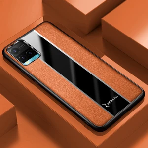 Vivo Y21S Kılıf Zebana Premium Deri Kılıf Kahverengi