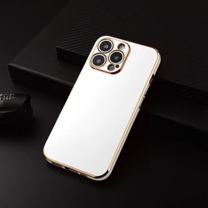 Apple iPhone 12 Pro Kılıf Golden Silikon Kılıf Beyaz