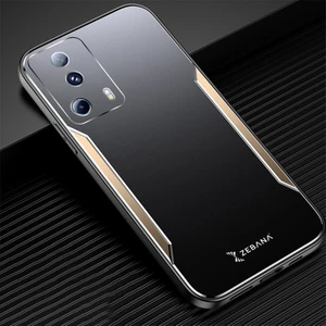 Xiaomi Mi 13 Lite Kılıf Zebana Metal Mitras Kılıf (Silikon Kenar) Gold