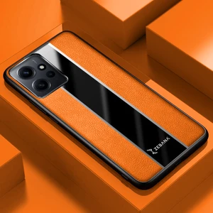 Xiaomi Redmi Note 12 Kılıf Zebana Premium Deri Kılıf Turuncu