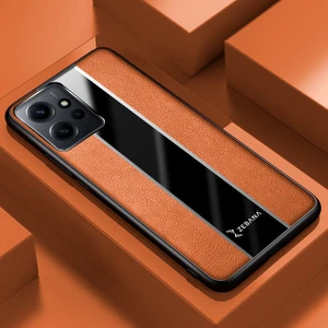 Xiaomi Redmi Note 12 Kılıf Zebana Premium Deri Kılıf Kahverengi