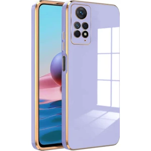 Xiaomi Redmi Note 11 Pro Kılıf Golden Silikon Kılıf Lila