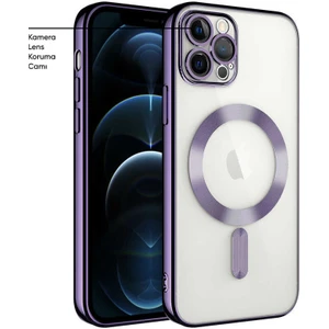Apple iPhone 13 Pro Kılıf Magsafe Glint Silikon Kılıf (Kablosuz Şarj Destekli) Derin Mor