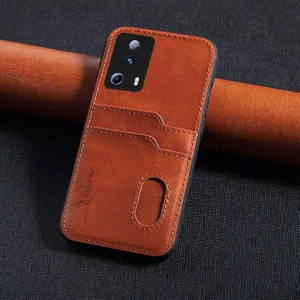 Xiaomi Mi 13 Lite Uyumlu Kılıf Zebana Kartlıklı Lüx Deri Kılıf Kahverengi