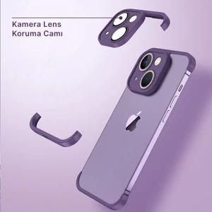 Apple iPhone 14 Plus Kılıf Zebana Corner Pad (Kamera ve Köşe Koruyucu) Derin Mor