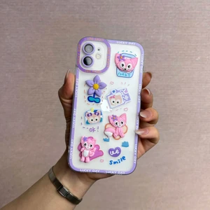 Apple iPhone 11 Uyumlu Kılıf Zebana Bear And Rabbit Silikon Kılıf Lila