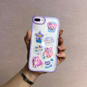 Apple iPhone 7 Plus Uyumlu Kılıf Zebana Bear And Rabbit Silikon Kılıf Lila