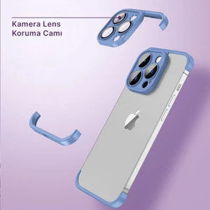 Apple iPhone 13 Pro Max Kılıf Zebana Corner Pad (Kamera ve Köşe Koruyucu) Sierra Mavisi