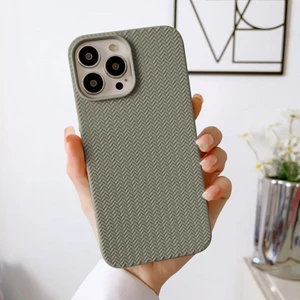 Apple iPhone 14 Pro Max Uyumlu Kılıf Zebana Woven Silikon Kılıf Gece Yeşili
