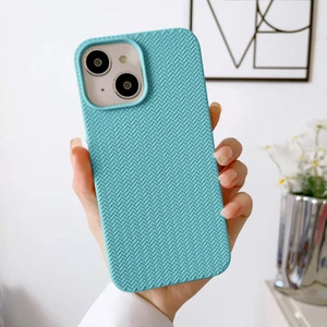 Apple iPhone 15 Uyumlu Kılıf Zebana Woven Silikon Kılıf Turkuaz