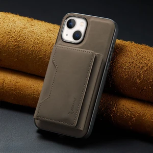 Apple iPhone 13 Uyumlu Kılıf Zebana 2in1 Elite Class Cüzdanlı Deri Kılıf Koyu Kahverengi
