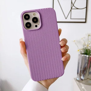 Apple iPhone 15 Pro Uyumlu Kılıf Zebana Woven Silikon Kılıf Lila