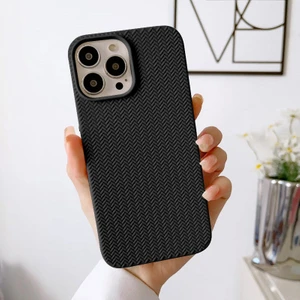 Apple iPhone 15 Pro Max Uyumlu Kılıf Zebana Woven Silikon Kılıf Siyah