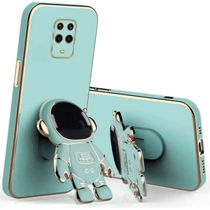 Xiaomi Redmi Note 9 Pro Max Uyumlu Kılıf Standlı Astronot Silikon Kılıf Açık Mavi