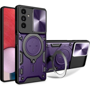 Samsung Galaxy A54 5g Uyumlu Kılıf Zebana Manyetik Standlı Armor Silikon Kılıf Derin Mor