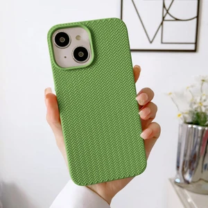 Apple iPhone 13 Uyumlu Kılıf Zebana Woven Silikon Kılıf Açık Yeşil