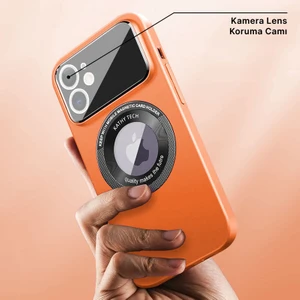 Apple iPhone 11 Kılıf Zebana Lenix Silikon Kılıf (Kablosuz Şarj Destekli) Turuncu