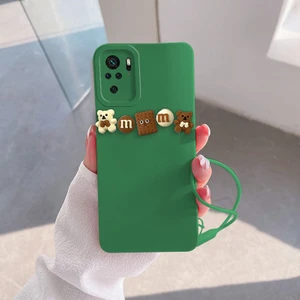 Xiaomi Redmi Note 10S Uyumlu Kılıf Love Bear Silikon Kılıf Kahverengi + Yeşil
