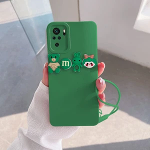 Xiaomi Redmi Note 10S Uyumlu Kılıf Love Bear Silikon Kılıf Açık Yeşil